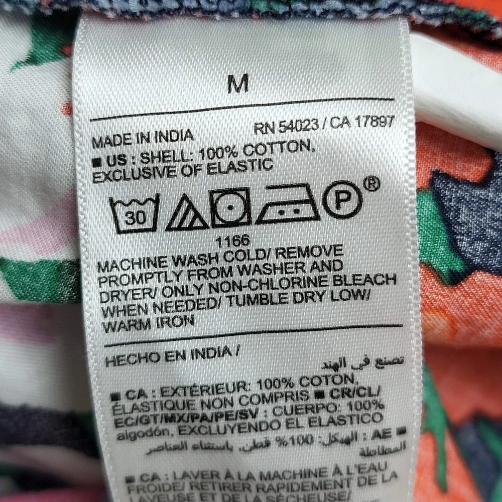 Old Navy‎ Women Blouse M Multicolor Floral Smocking Pullover Waist Defined